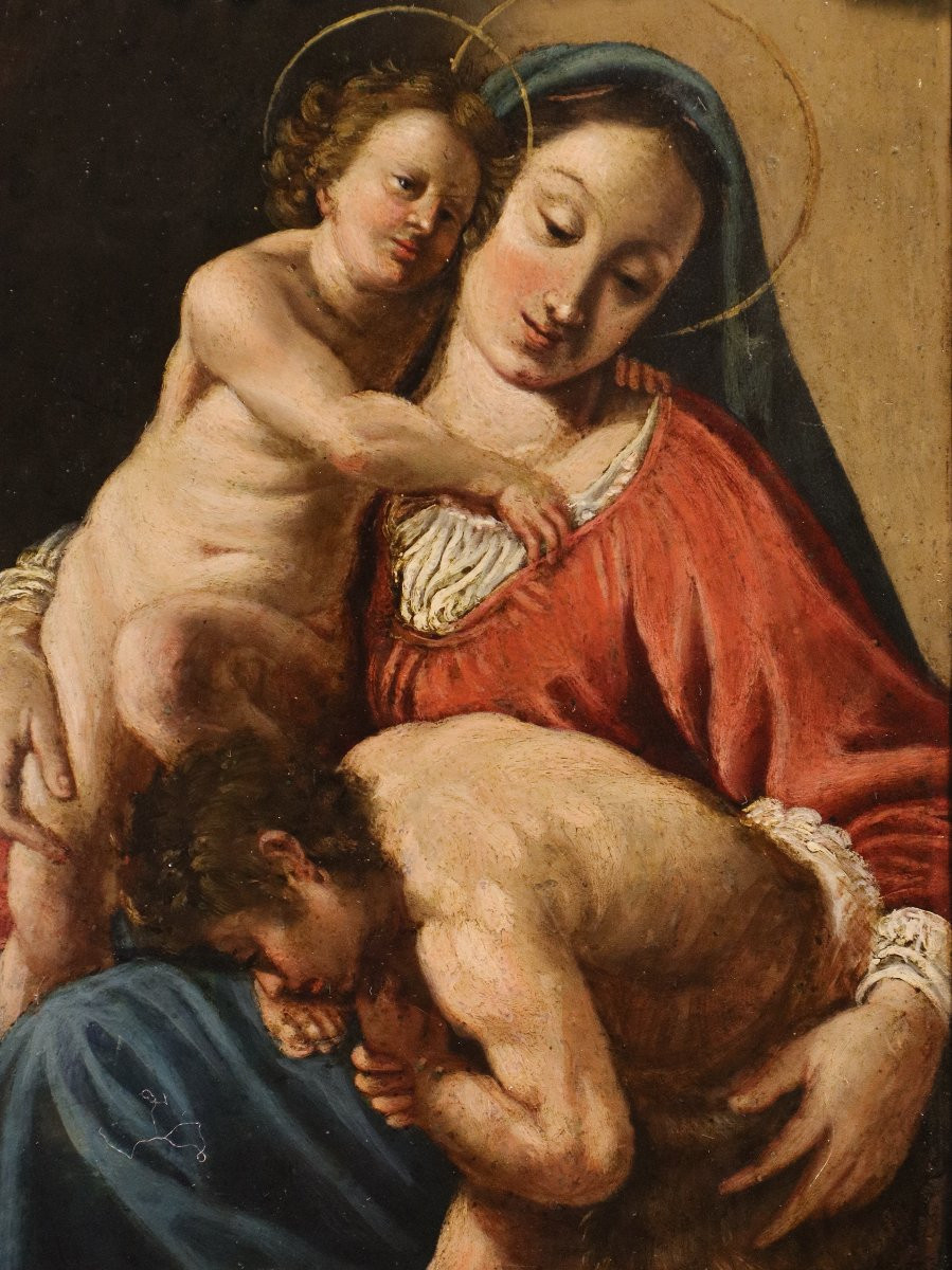 Antonio Molinari (Venise, 1655-1704), Madone à l'Enfant et Saint Jean-Baptiste -photo-2