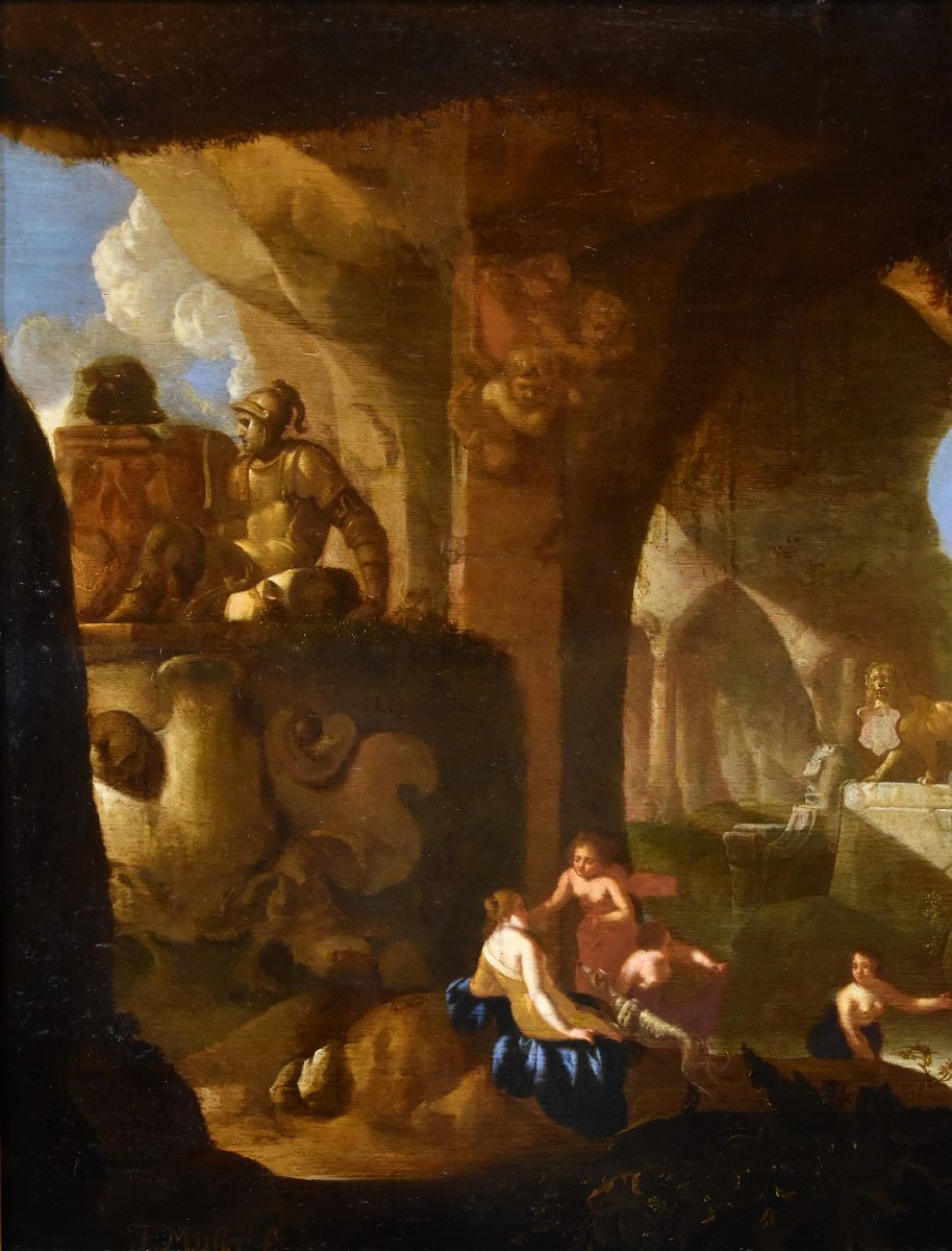 Diana And The Nymphs Bathing, Jacques Muller (utrecht 1630 - 1680) Signed: 'j. Muller'-photo-3