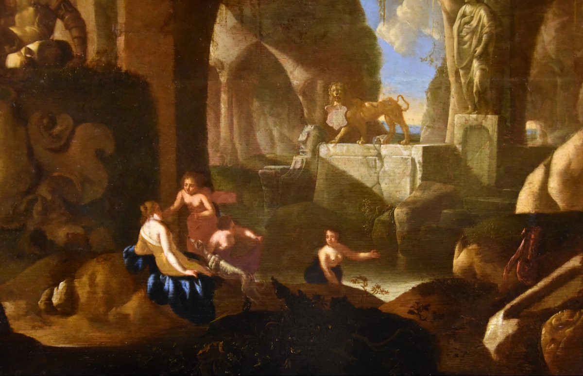 Diana And The Nymphs Bathing, Jacques Muller (utrecht 1630 - 1680) Signed: 'j. Muller'-photo-3