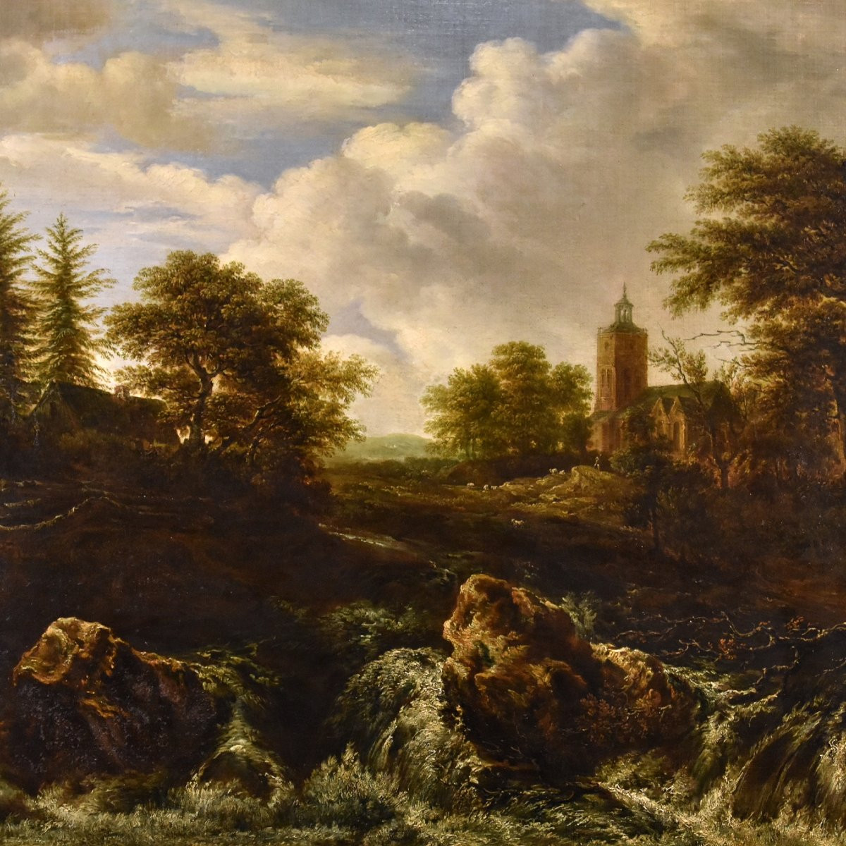 Paysage Boisé Avec Cascade, Jacob Van Ruisdael (haarlem 1628-amsterdam 1682) Attribuable  -photo-1