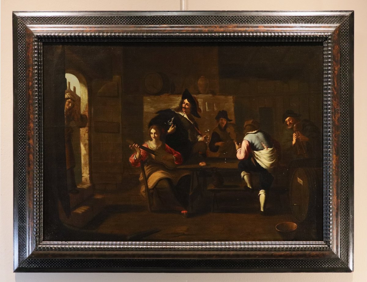 A Group Of Musicians In An Inn, Caravaggesque Painter Active In Rome In The 17th Century-photo-2