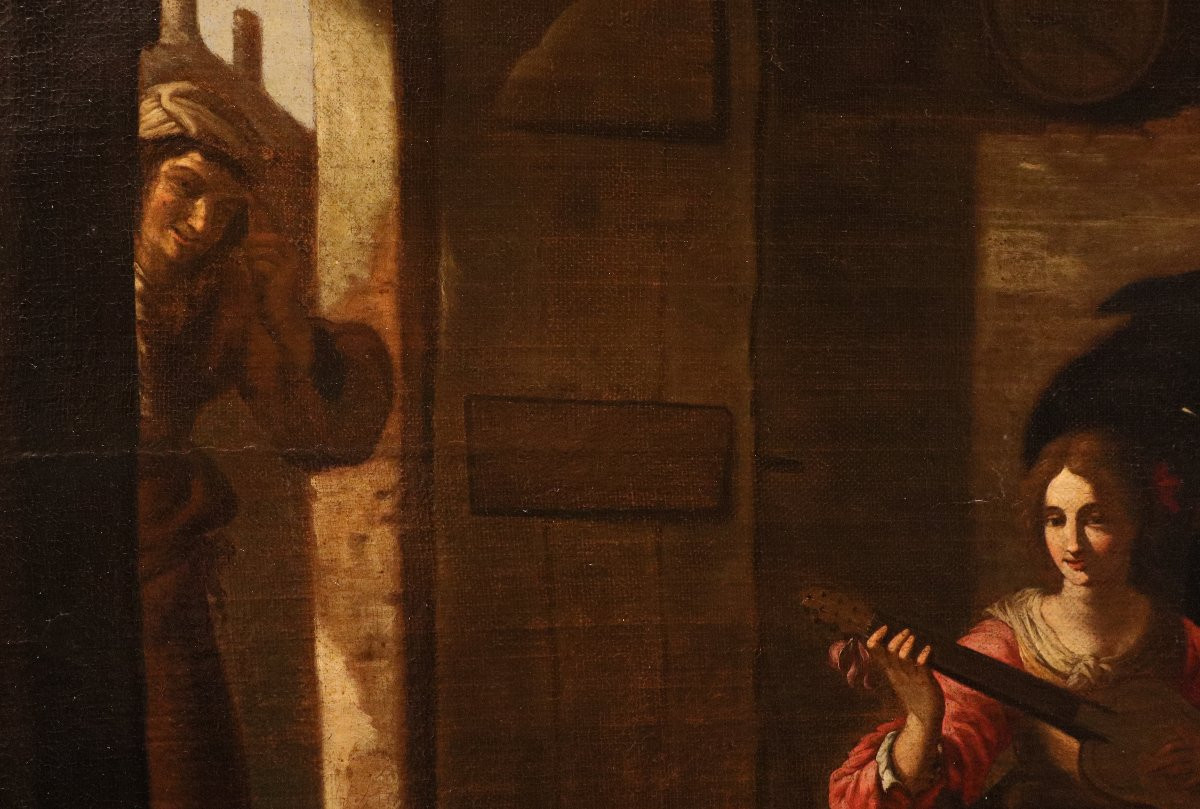 A Group Of Musicians In An Inn, Caravaggesque Painter Active In Rome In The 17th Century-photo-3