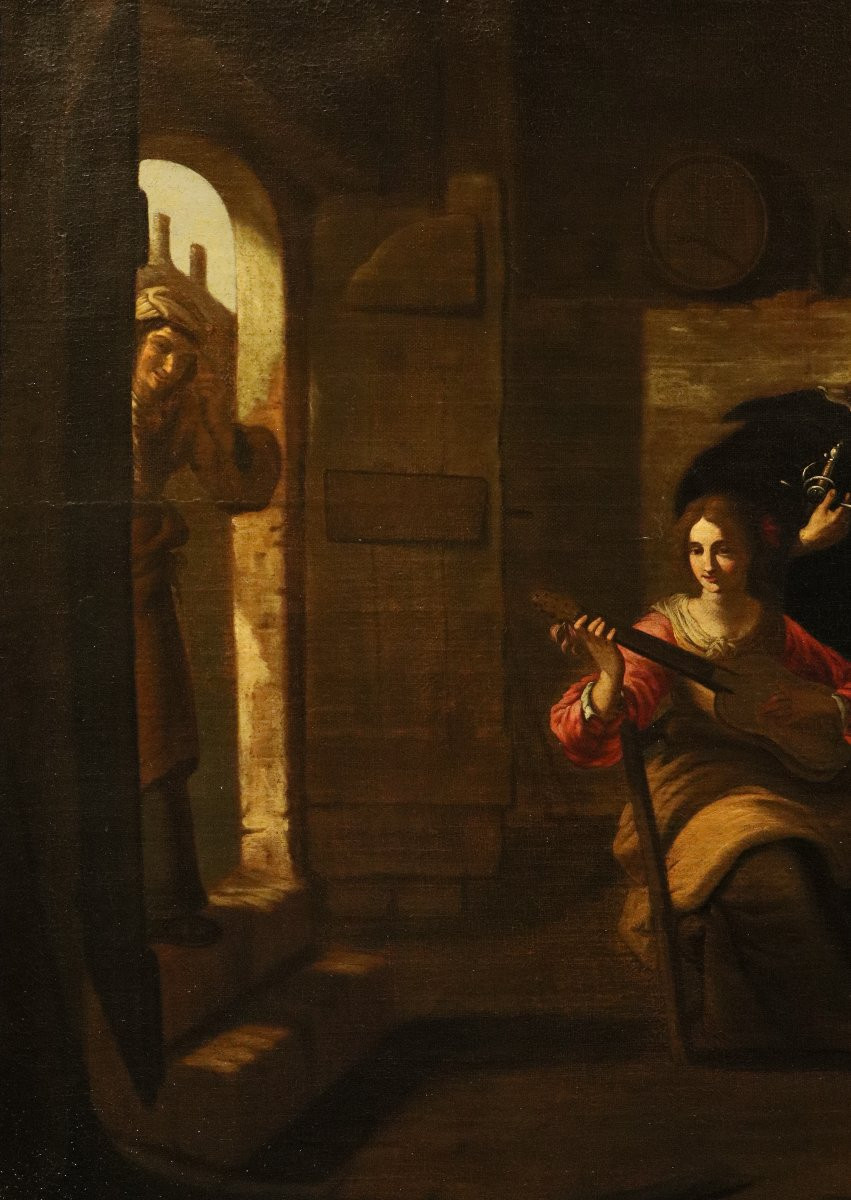 A Group Of Musicians In An Inn, Caravaggesque Painter Active In Rome In The 17th Century-photo-5