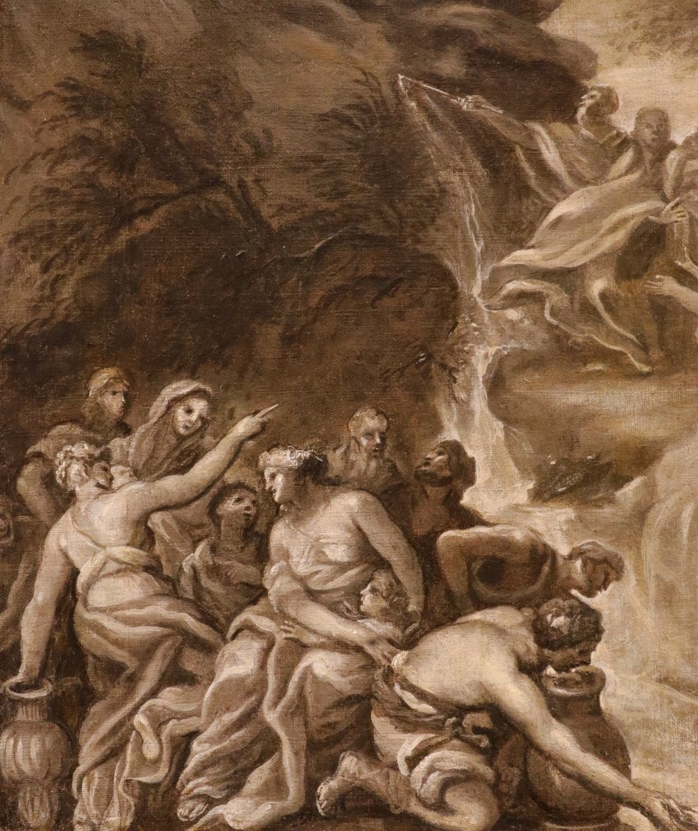 Moses Bringing Water From The Rock, 17th-century Roman School (preparatory Sketch)-photo-3