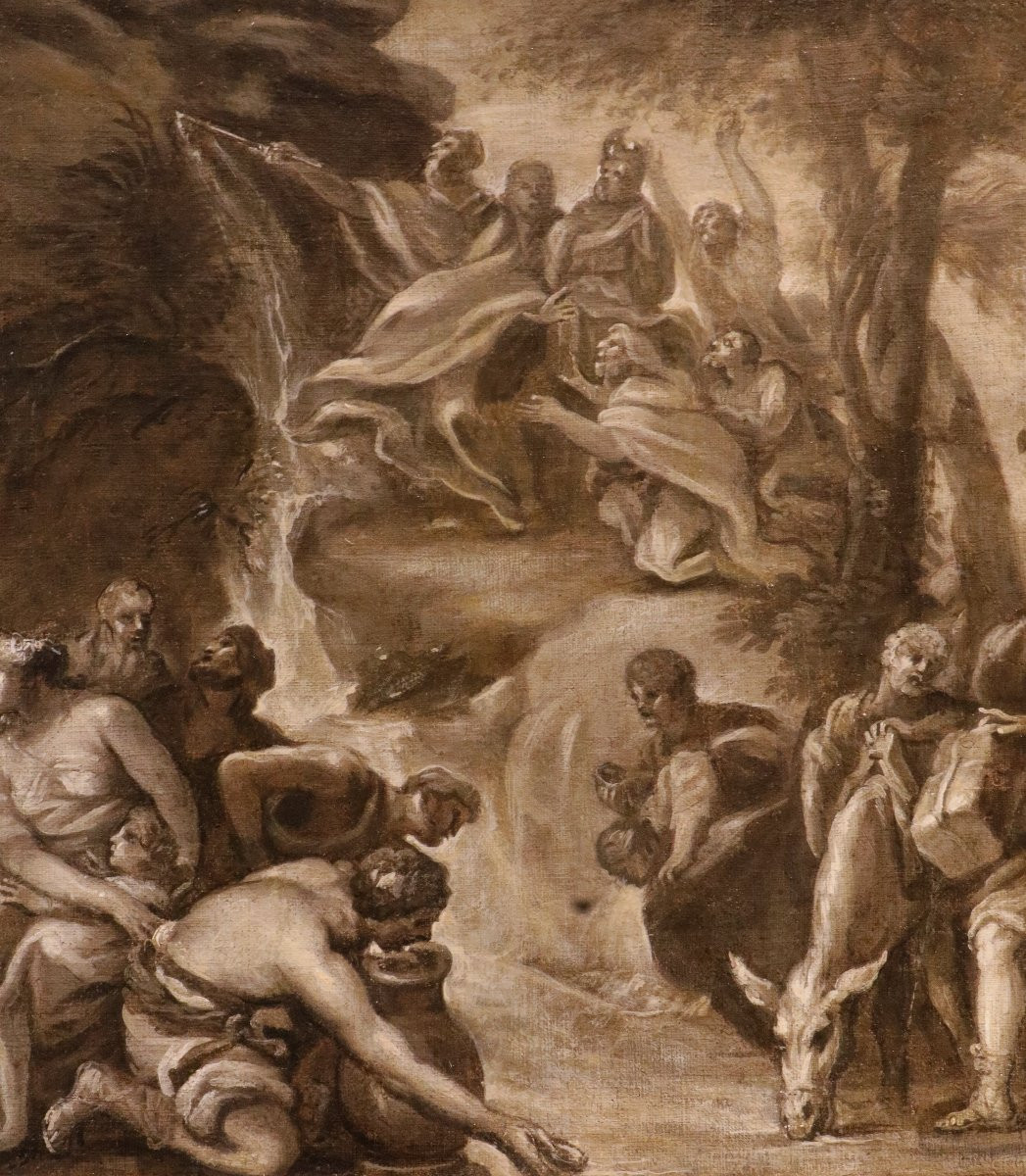 Moses Bringing Water From The Rock, 17th-century Roman School (preparatory Sketch)-photo-4