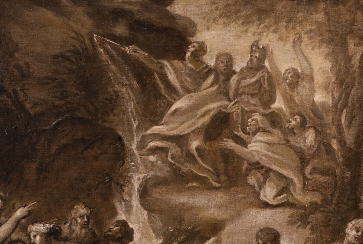 Moses Bringing Water From The Rock, 17th-century Roman School (preparatory Sketch)-photo-5