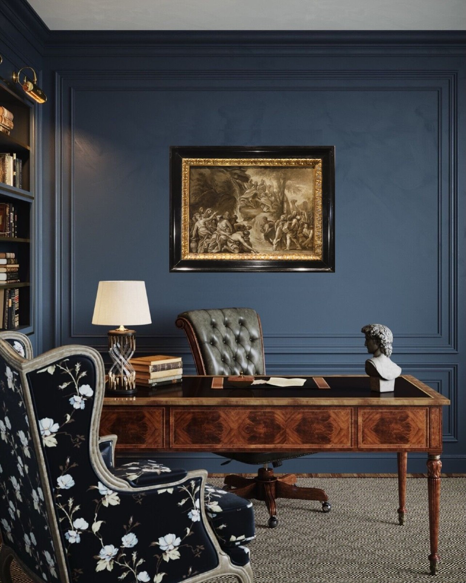 Moses Bringing Water From The Rock, 17th-century Roman School (preparatory Sketch)-photo-1