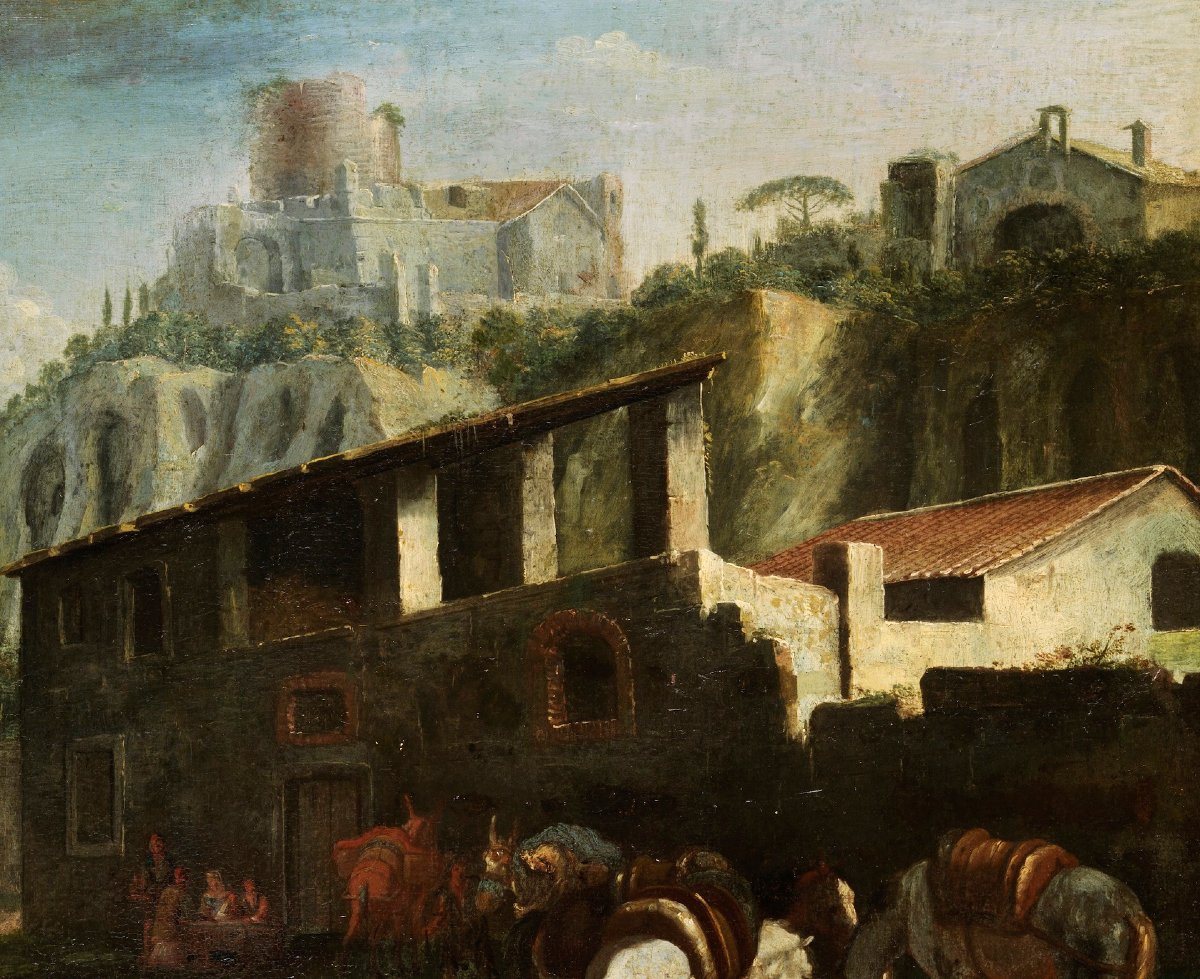 Pieter Van Bloemen (anvers 1674-1720), Vue De Rome Avec Une Scène De Campagne Au Palatin-photo-3
