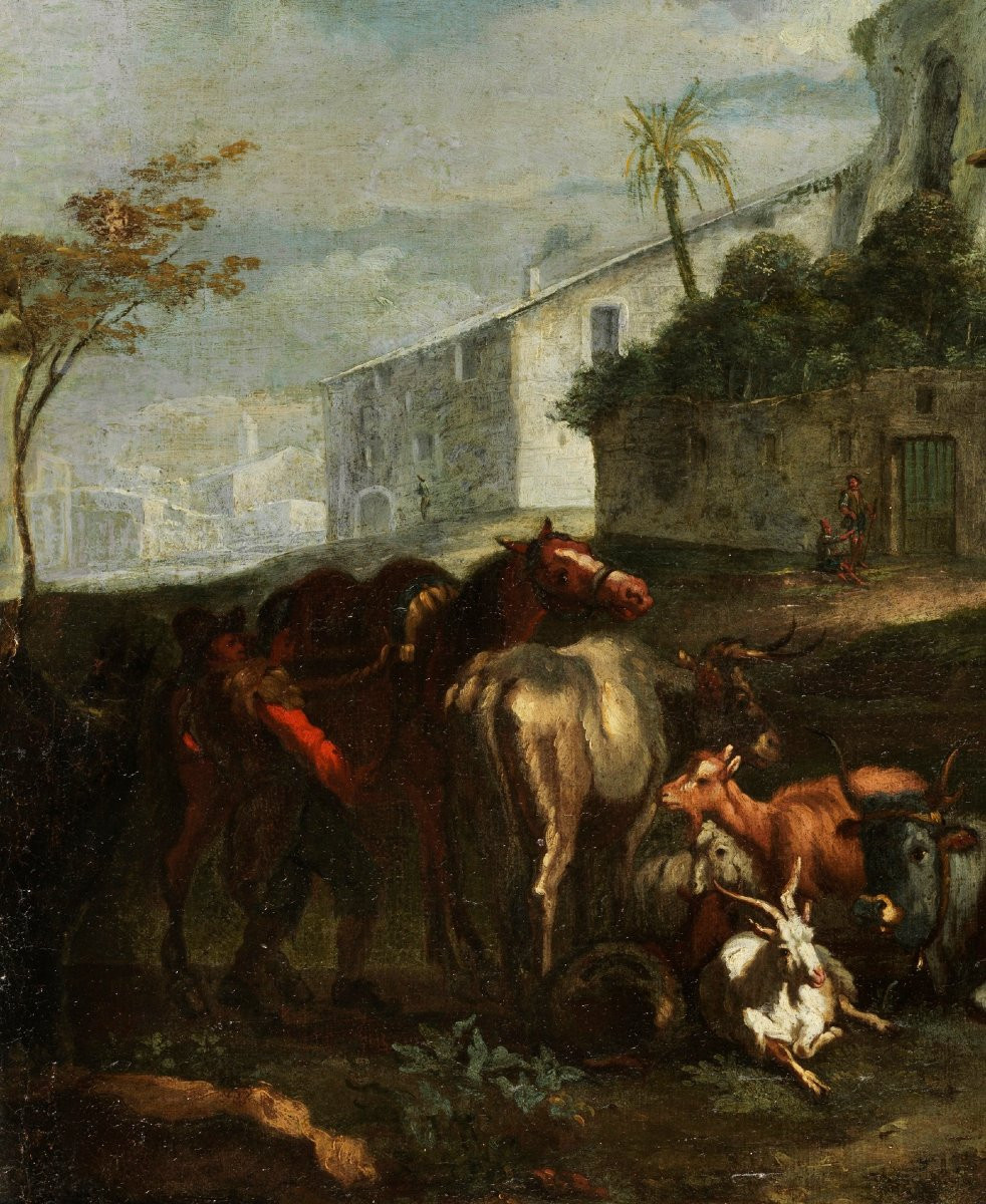 Pieter Van Bloemen (anvers 1674-1720), Vue De Rome Avec Une Scène De Campagne Au Palatin-photo-4