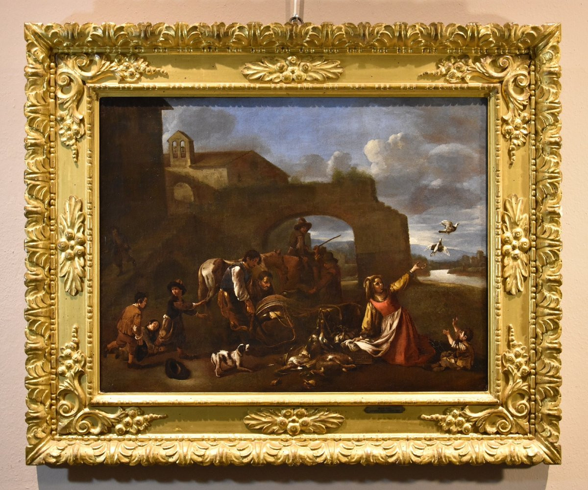 Return From The Hunt, Jan Miel (antwerp, 1599 - Turin, 1663) Attributable-photo-2