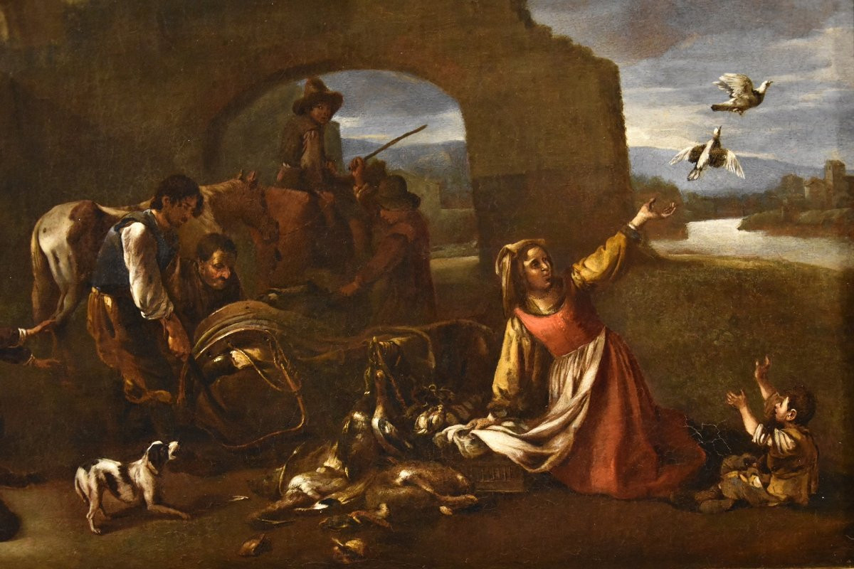 Return From The Hunt, Jan Miel (antwerp, 1599 - Turin, 1663) Attributable-photo-3