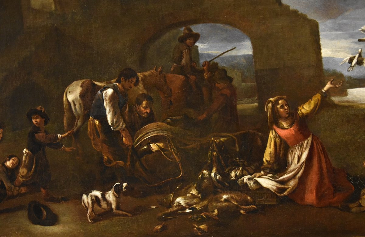 Return From The Hunt, Jan Miel (antwerp, 1599 - Turin, 1663) Attributable-photo-5