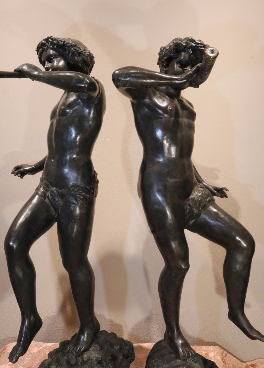 Paire de satyres dansants en bronze, Edouard Drouot (Sommevoir 1859 - Paris 1945)  dans le goût-photo-5