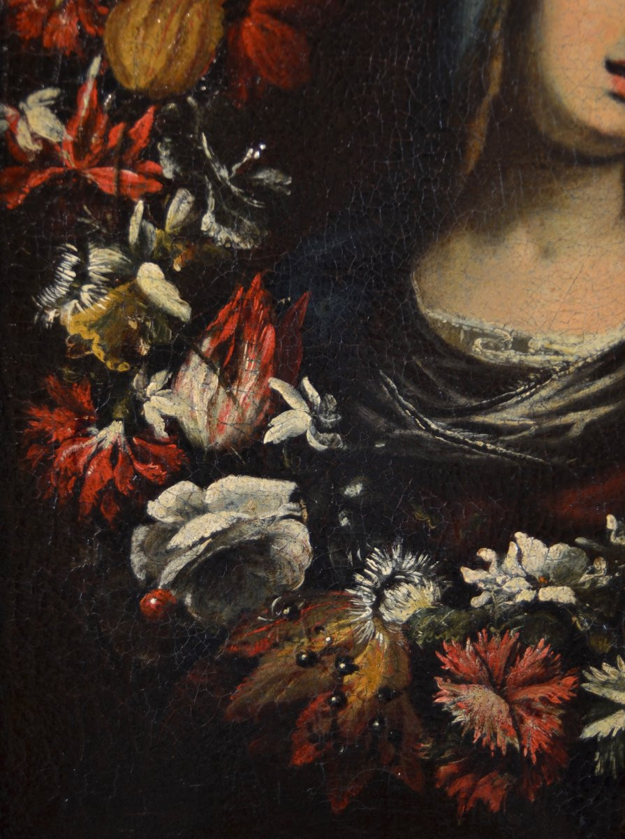 Guirlande De Fleurs Avec La Vierge, atelier de Giovanni Stanchi (Rome 1608 - 1675)-photo-5