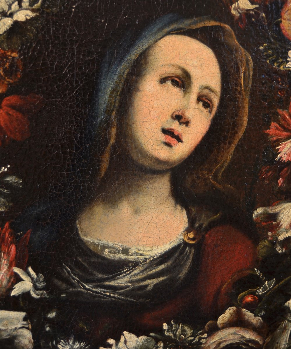Guirlande De Fleurs Avec La Vierge, atelier de Giovanni Stanchi (Rome 1608 - 1675)-photo-7
