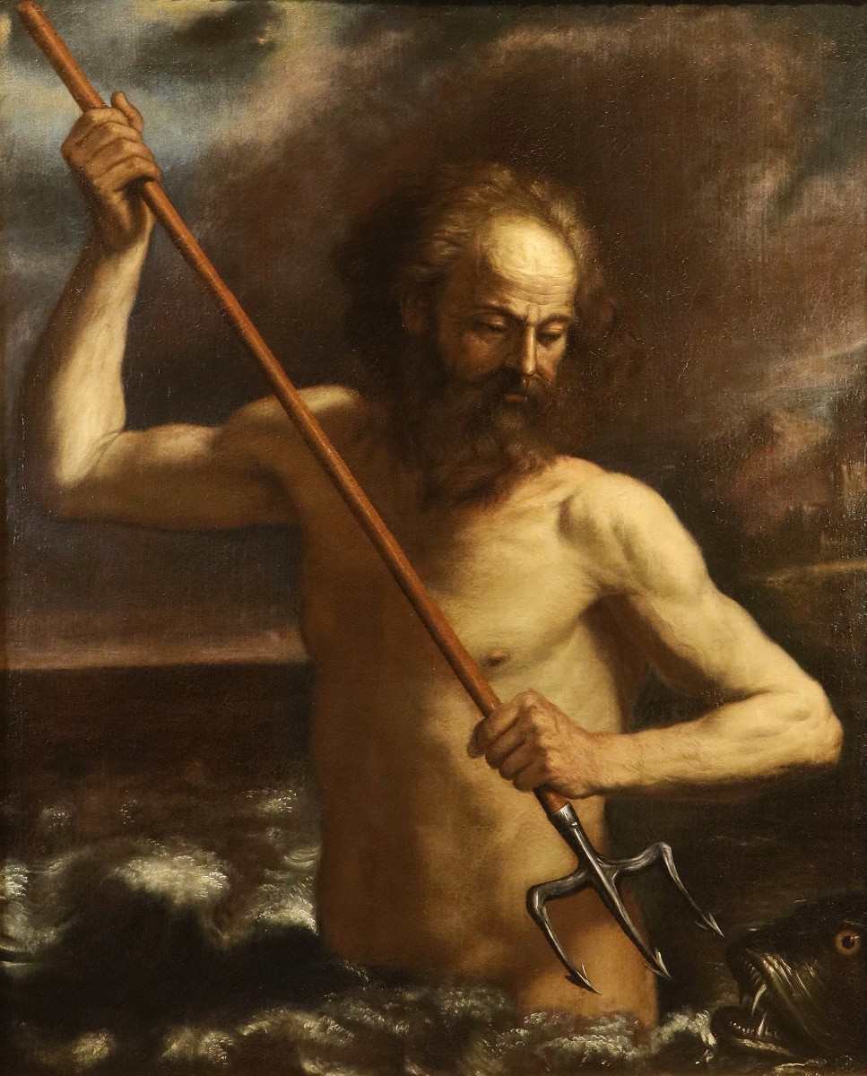 Neptune émergeant de la mer, Guercino (Cento, 1591 - Bologne, 1666) Atelier de