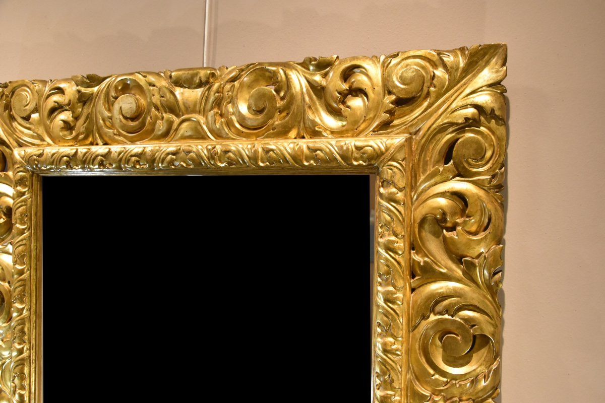 Large Mirror, Florentine Woodcarver Early 18th Century -photo-3