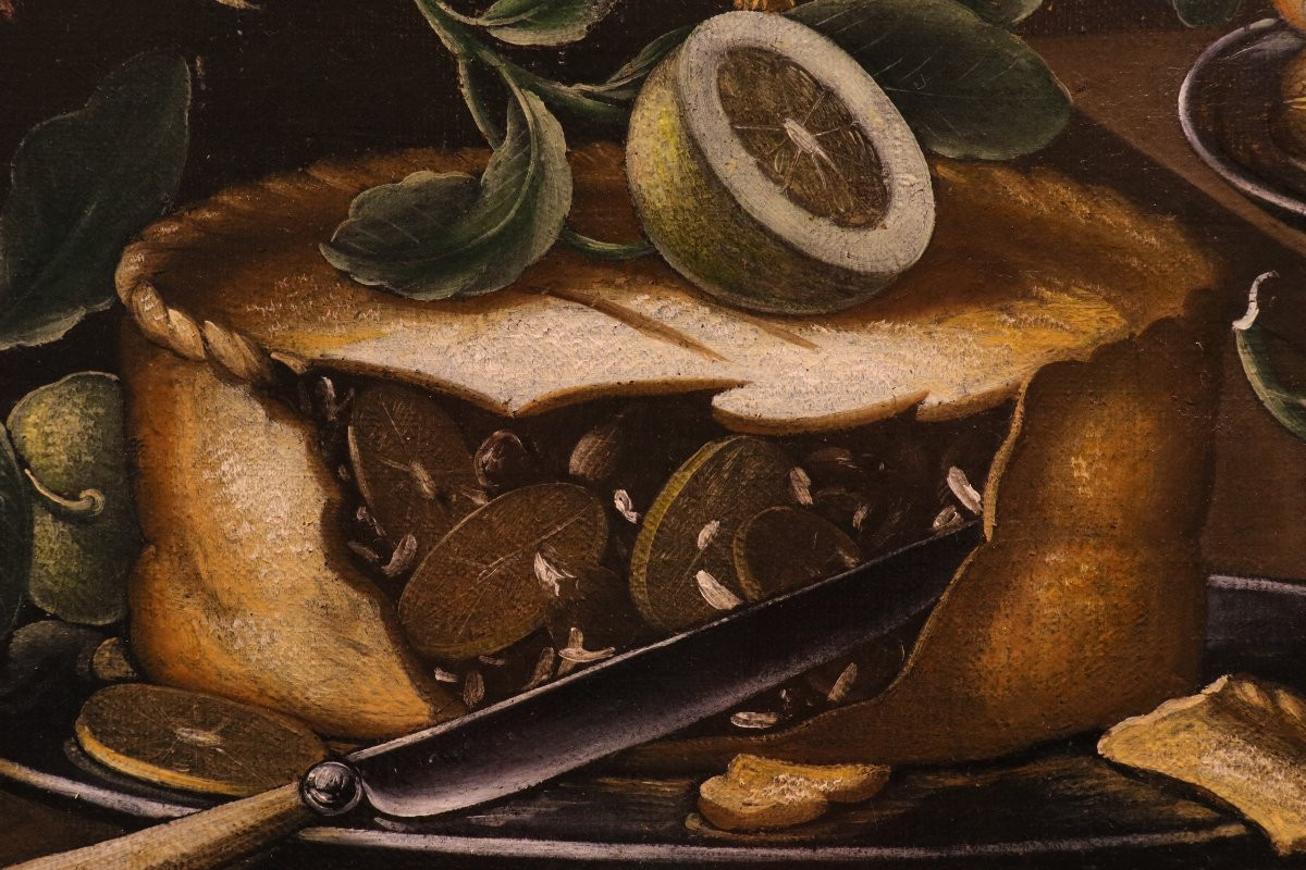 18th-century Flemish Painter, Still Life With Flowers And Fruit, A Cake, A Precious Goblet-photo-4