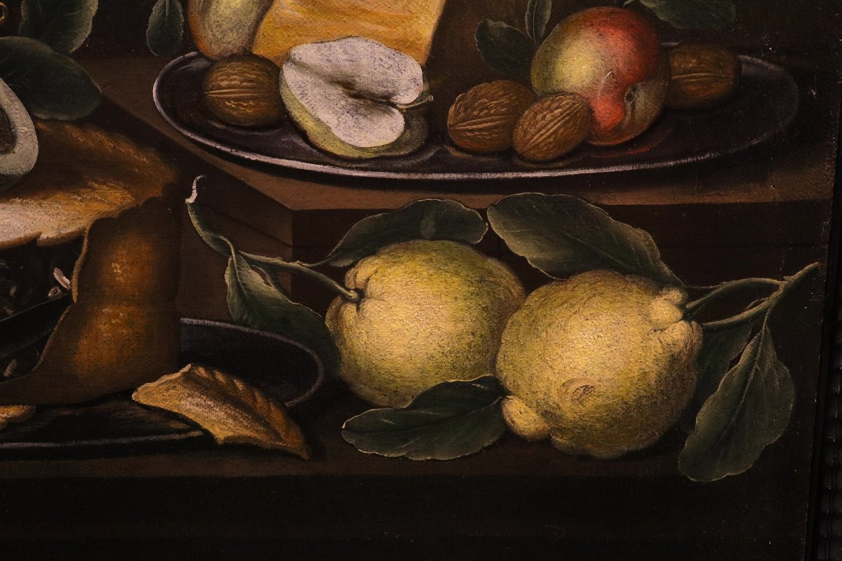 18th-century Flemish Painter, Still Life With Flowers And Fruit, A Cake, A Precious Goblet-photo-6