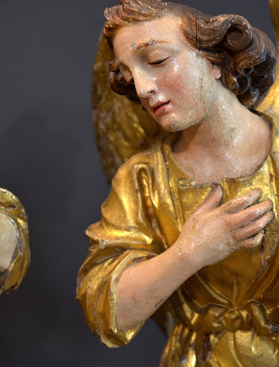 Grands Anges Ailés Baroques, Gian Lorenzo Bernini (1598-1680) Cercle De  (h. 88 Cm) -photo-1