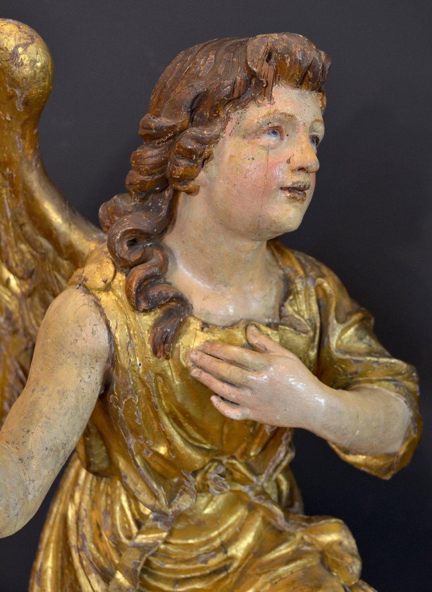 Grands Anges Ailés Baroques, Gian Lorenzo Bernini (1598-1680) Cercle De  (h. 88 Cm) -photo-2