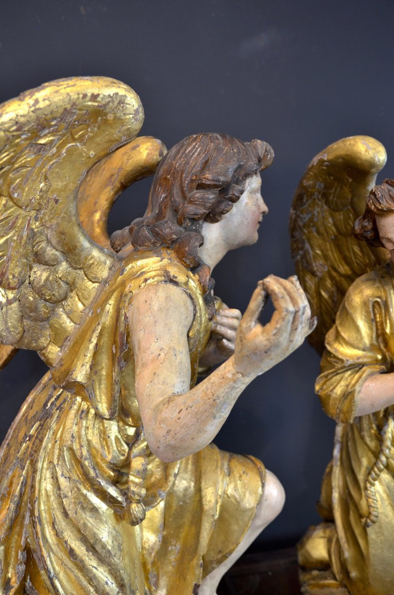 Grands Anges Ailés Baroques, Gian Lorenzo Bernini (1598-1680) Cercle De  (h. 88 Cm) -photo-4