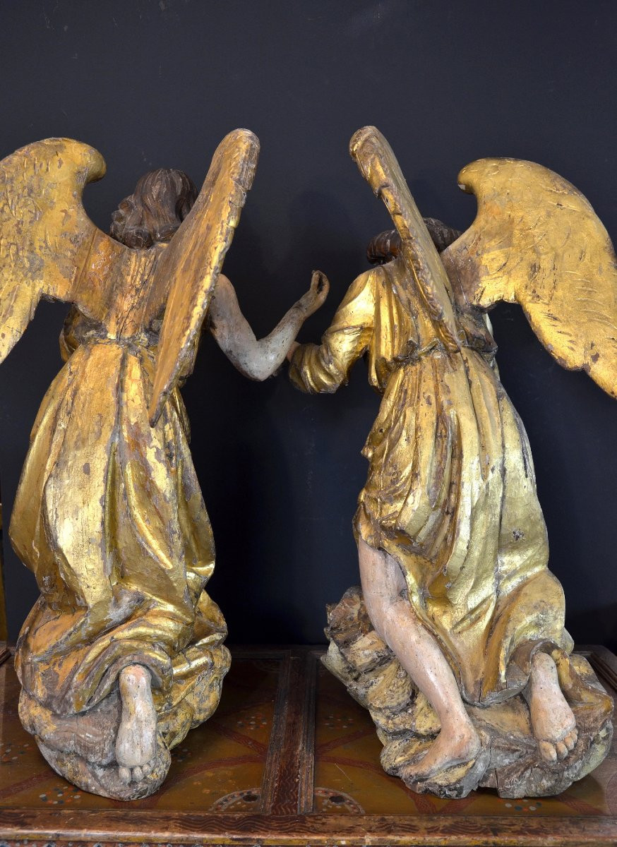 Grands Anges Ailés Baroques, Gian Lorenzo Bernini (1598-1680) Cercle De  (h. 88 Cm) -photo-7