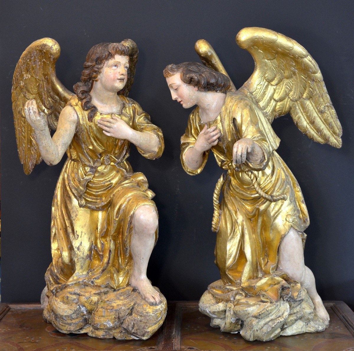 Grands Anges Ailés Baroques, Gian Lorenzo Bernini (1598-1680) Cercle De  (h. 88 Cm) 