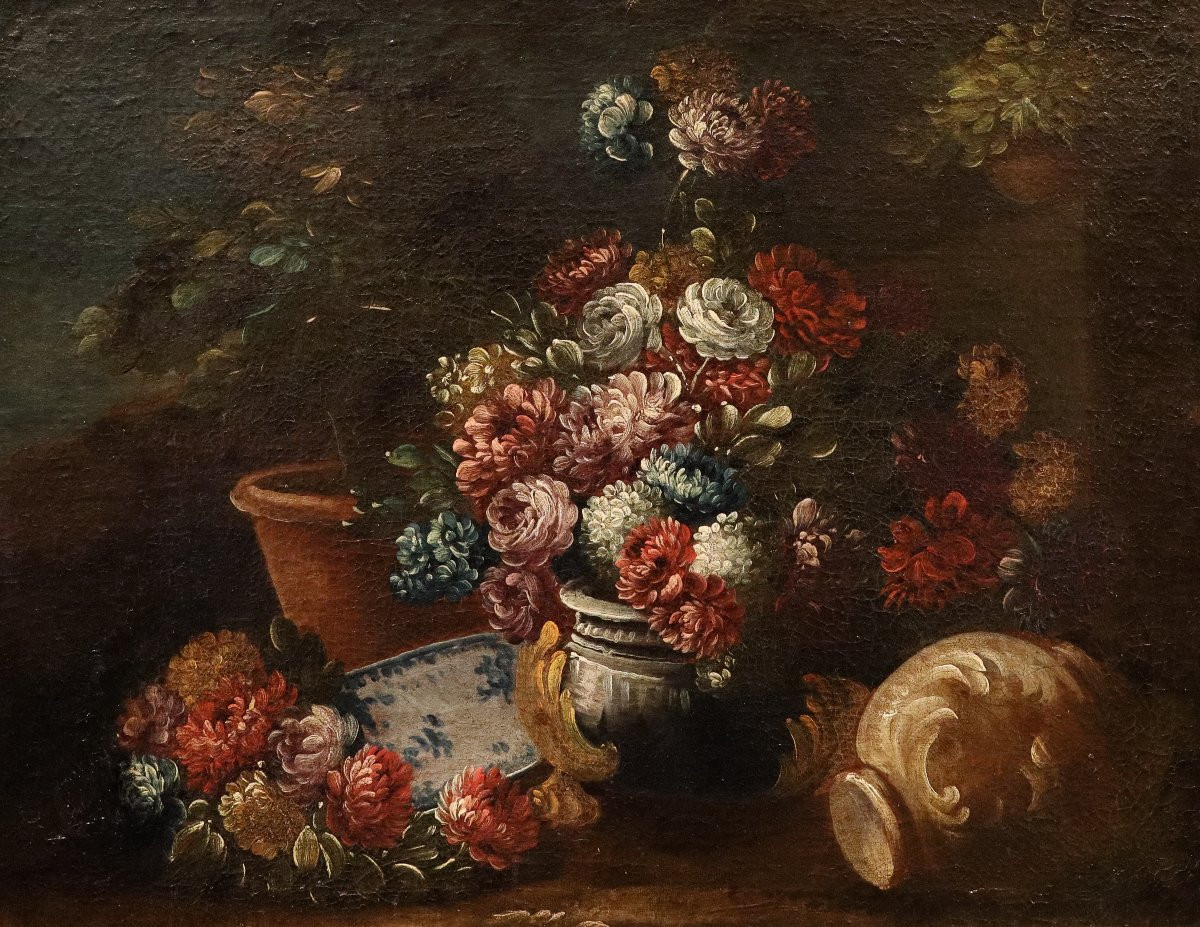 Still Life With Flowers In A Garden, Francesco Lavagna (naples, 1684–1724) Circle-photo-2