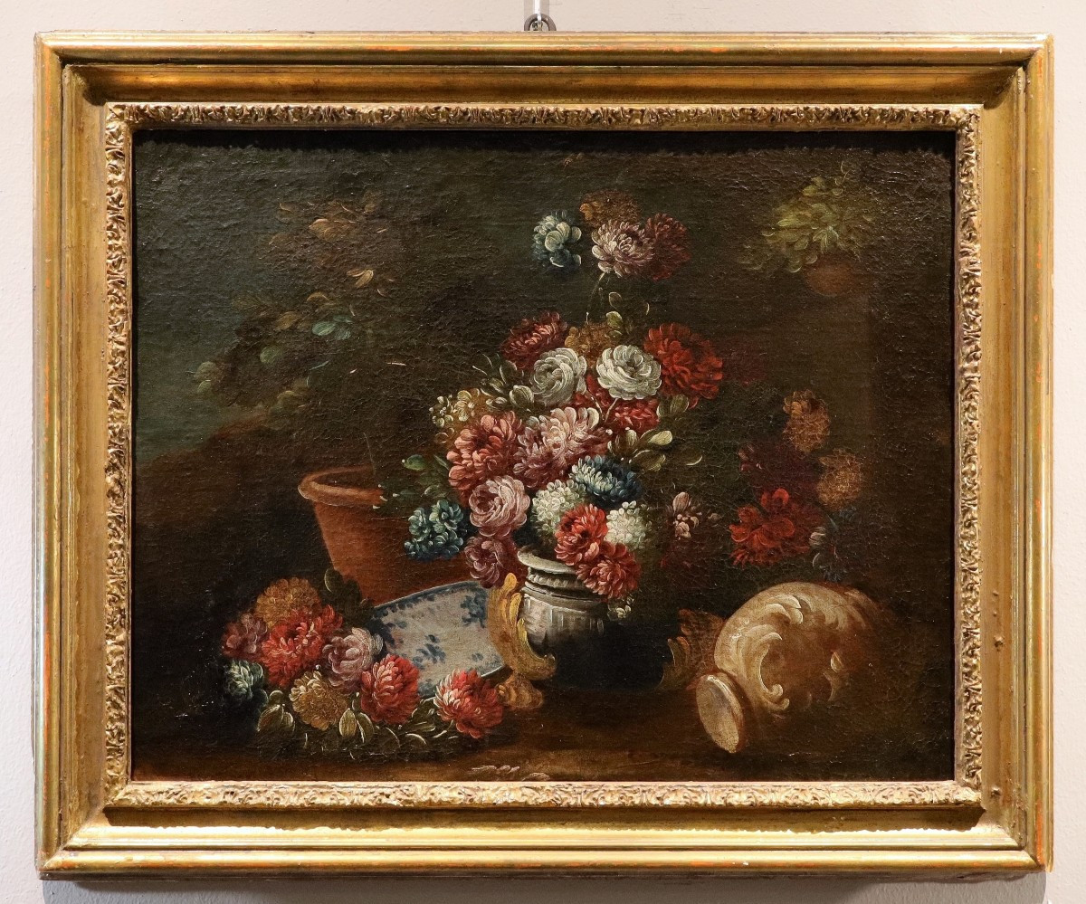 Still Life With Flowers In A Garden, Francesco Lavagna (naples, 1684–1724) Circle