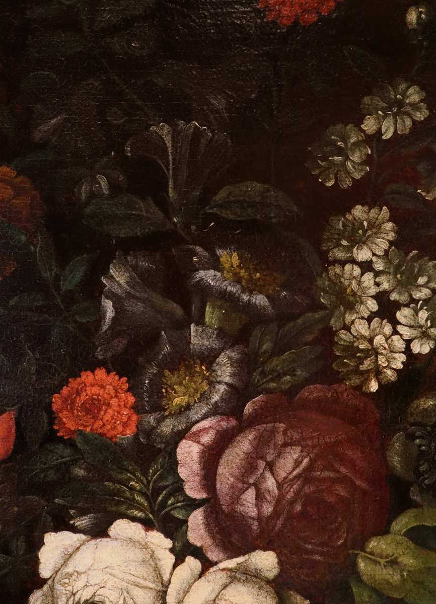 Still Life With Flowers And Citrus Fruits, By A Follower Of Abraham Brueghel (antwerp, 1631 – Naples, 1697)-photo-4