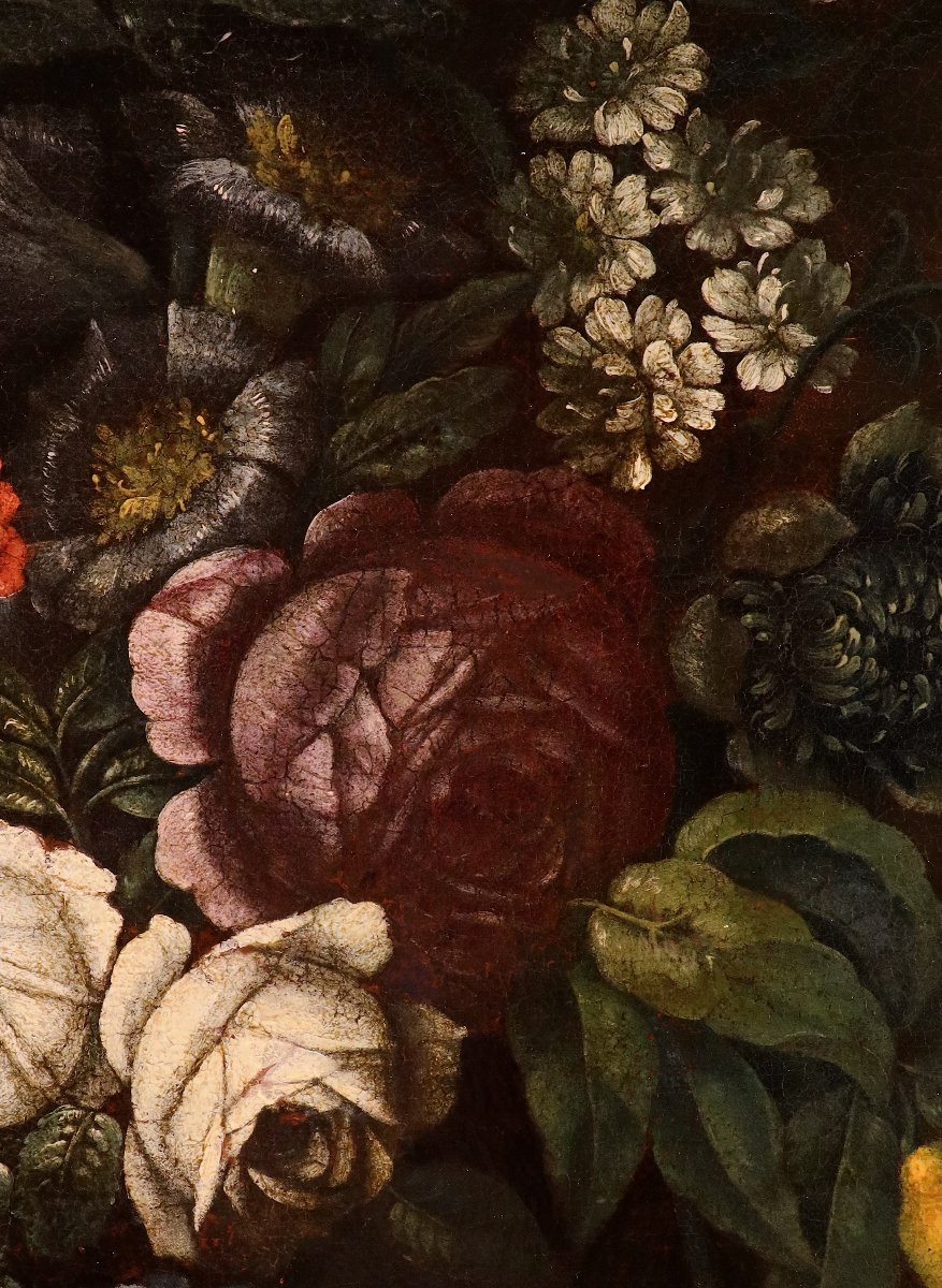Still Life With Flowers And Citrus Fruits, By A Follower Of Abraham Brueghel (antwerp, 1631 – Naples, 1697)-photo-5