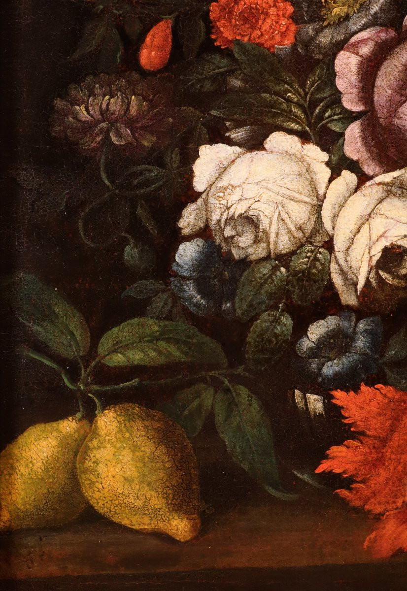 Still Life With Flowers And Citrus Fruits, By A Follower Of Abraham Brueghel (antwerp, 1631 – Naples, 1697)-photo-7