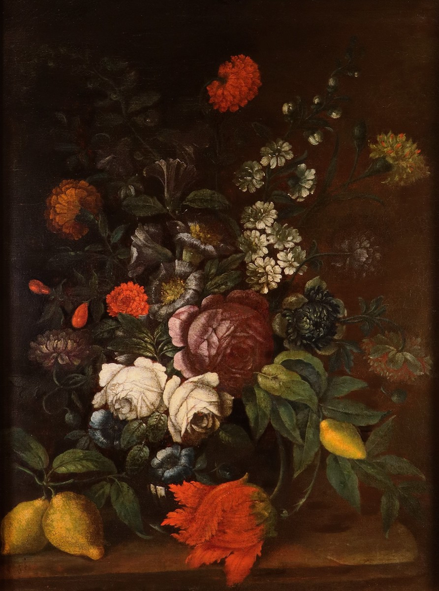 Still Life With Flowers And Citrus Fruits, By A Follower Of Abraham Brueghel (antwerp, 1631 – Naples, 1697)
