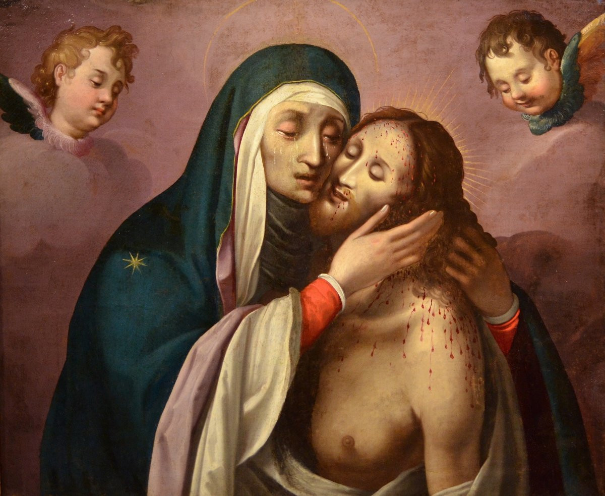 The Pietà With Two Cherubs, Scipione Pulzone (gaeta 1550 – Rome 1598)  Entourage Of-photo-2