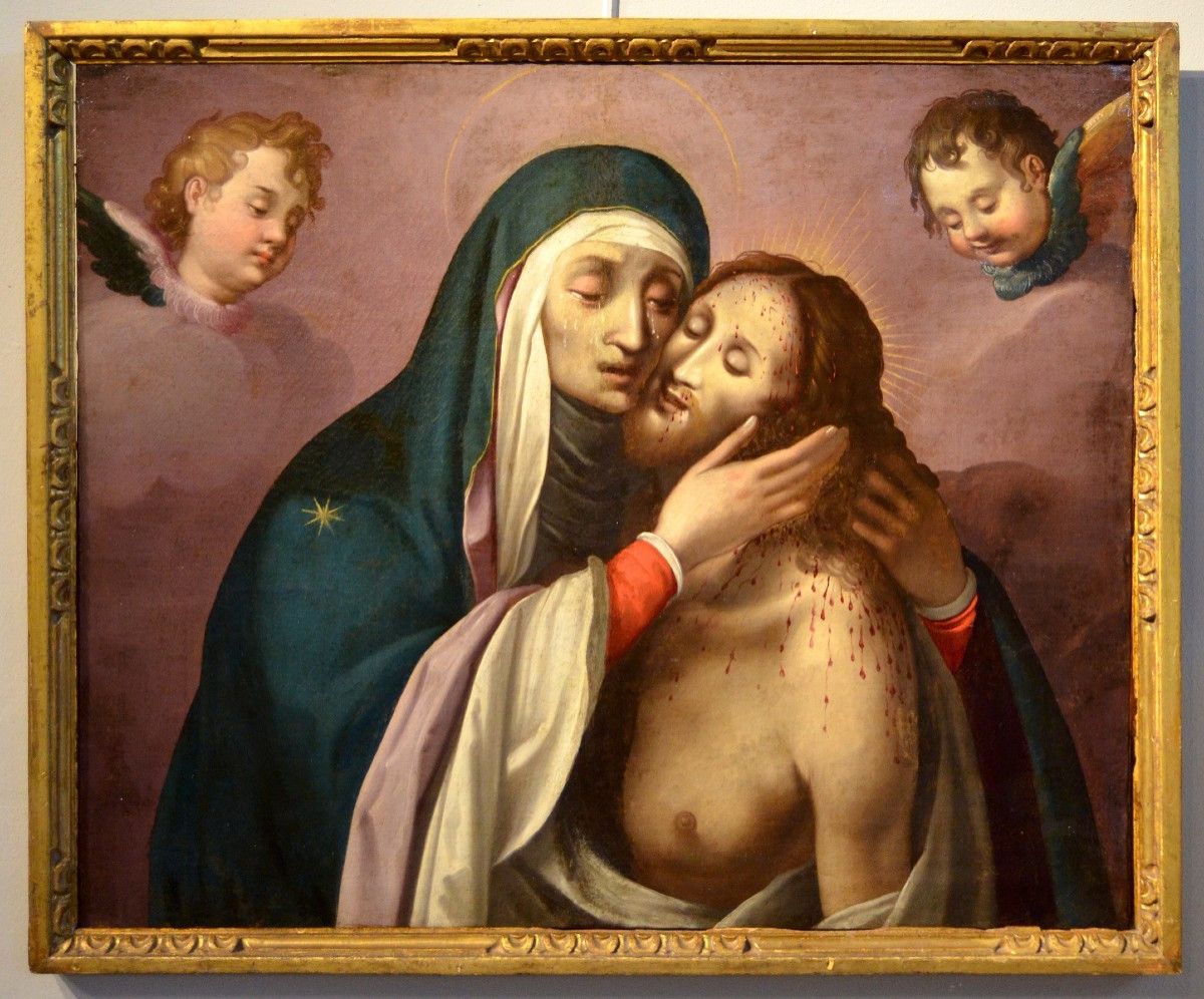 The Pietà With Two Cherubs, Scipione Pulzone (gaeta 1550 – Rome 1598)  Entourage Of