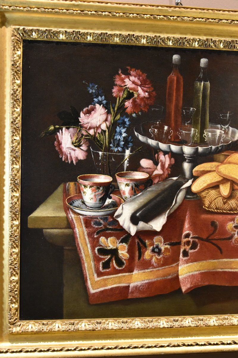 Giacomo Nani (porto Ercole, 1698 – Naples, 1770), Still Life With Flowers, Set With Crystals...-photo-3