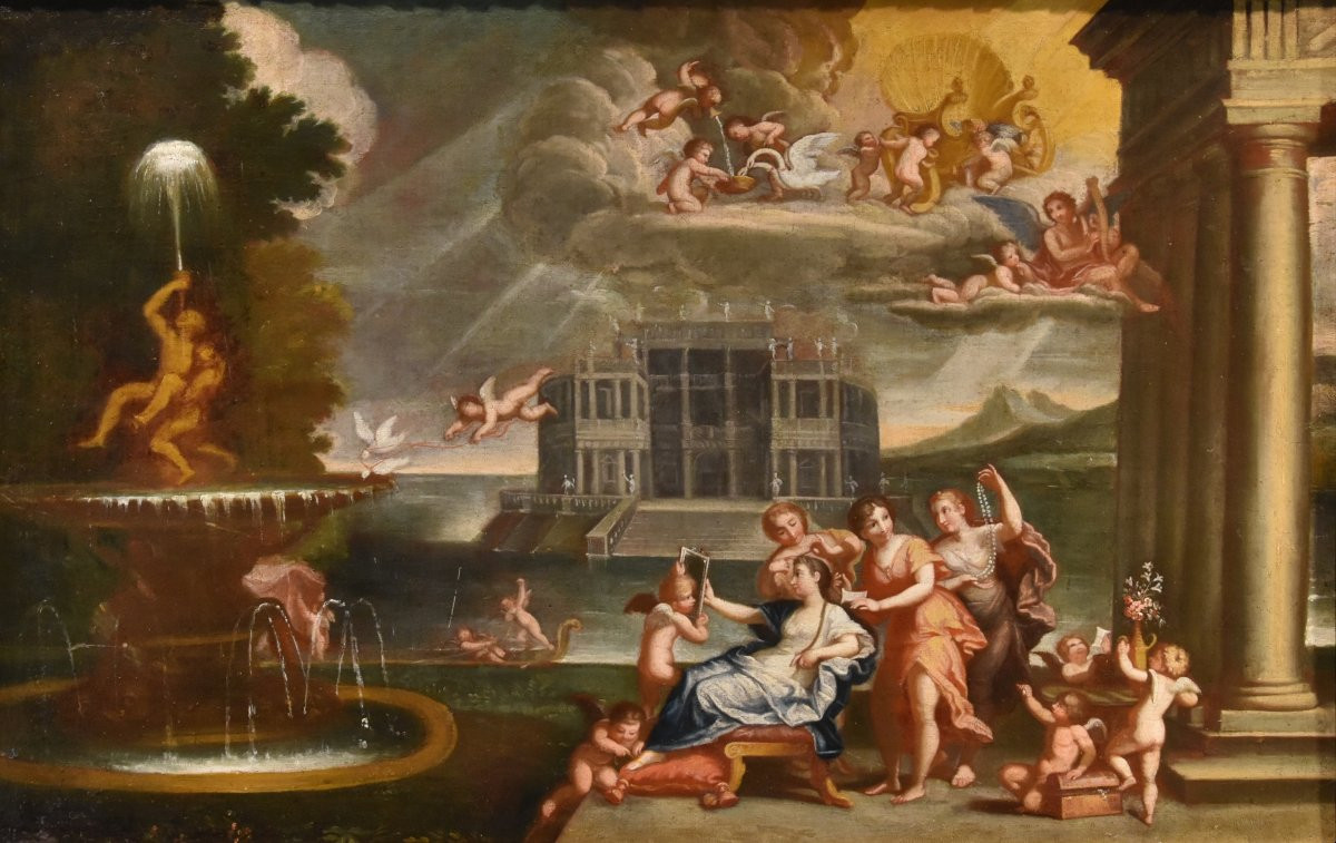 La Toilette de Vénus, Francesco Albani (Bologne 1578 - 1660) Suiveur de-photo-2