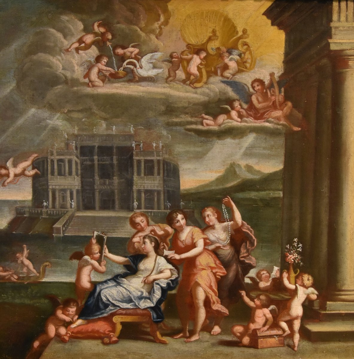 La Toilette de Vénus, Francesco Albani (Bologne 1578 - 1660) Suiveur de-photo-3