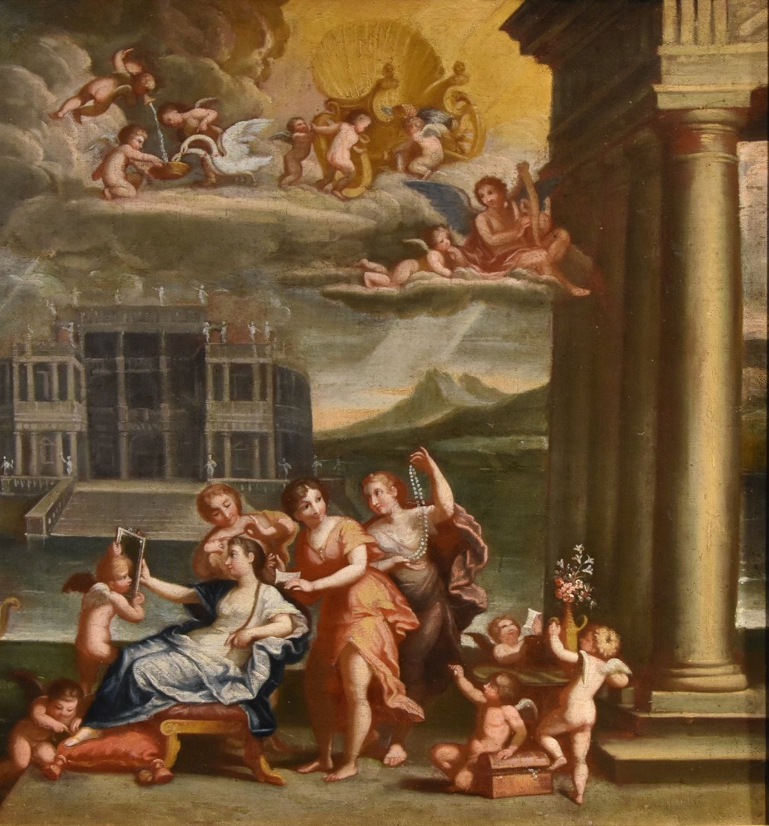 La Toilette de Vénus, Francesco Albani (Bologne 1578 - 1660) Suiveur de-photo-1