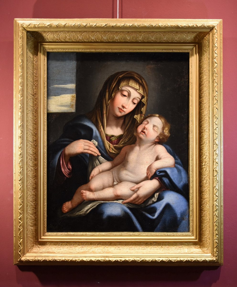 Giovan Battista Salvi Dit "il Sassoferrato" (1609 - 1685), Madone à l'Enfant Endormi-photo-2
