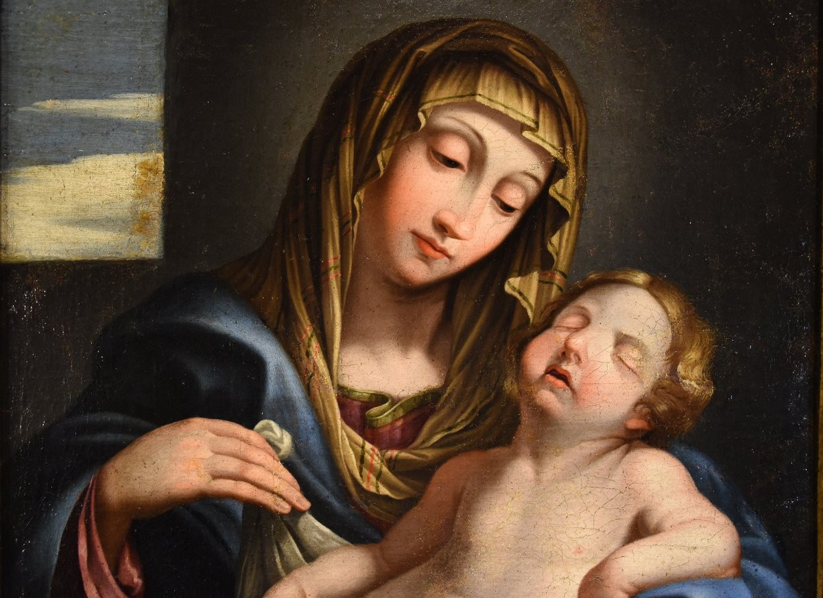 Giovan Battista Salvi Dit "il Sassoferrato" (1609 - 1685), Madone à l'Enfant Endormi-photo-3