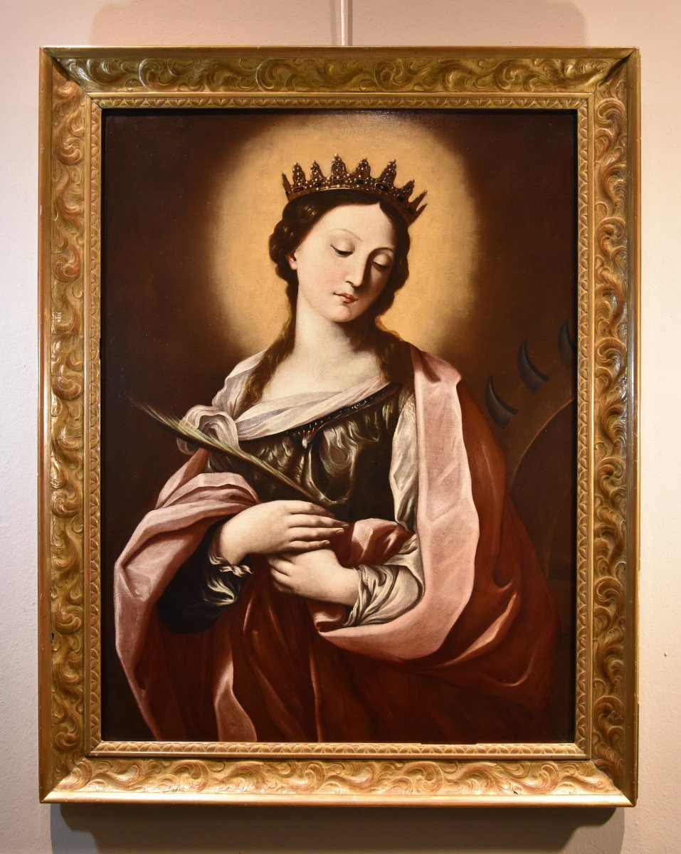 Sainte Catherine d'Alexandrie, Guido Reni (Bologne 1575 - 1642) Atelier De -photo-2