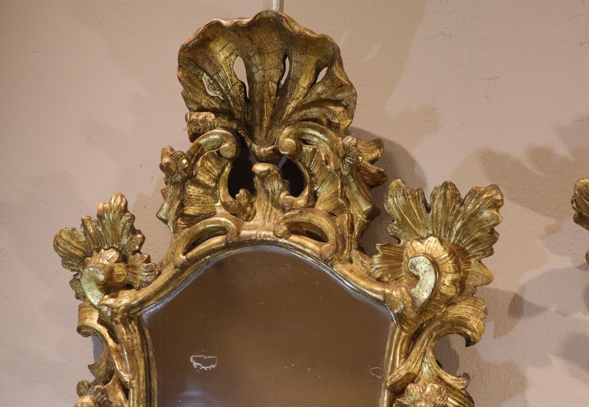 Paire de miroirs Louis XV (Italie, Venise  XVIIIe siècle)-photo-4