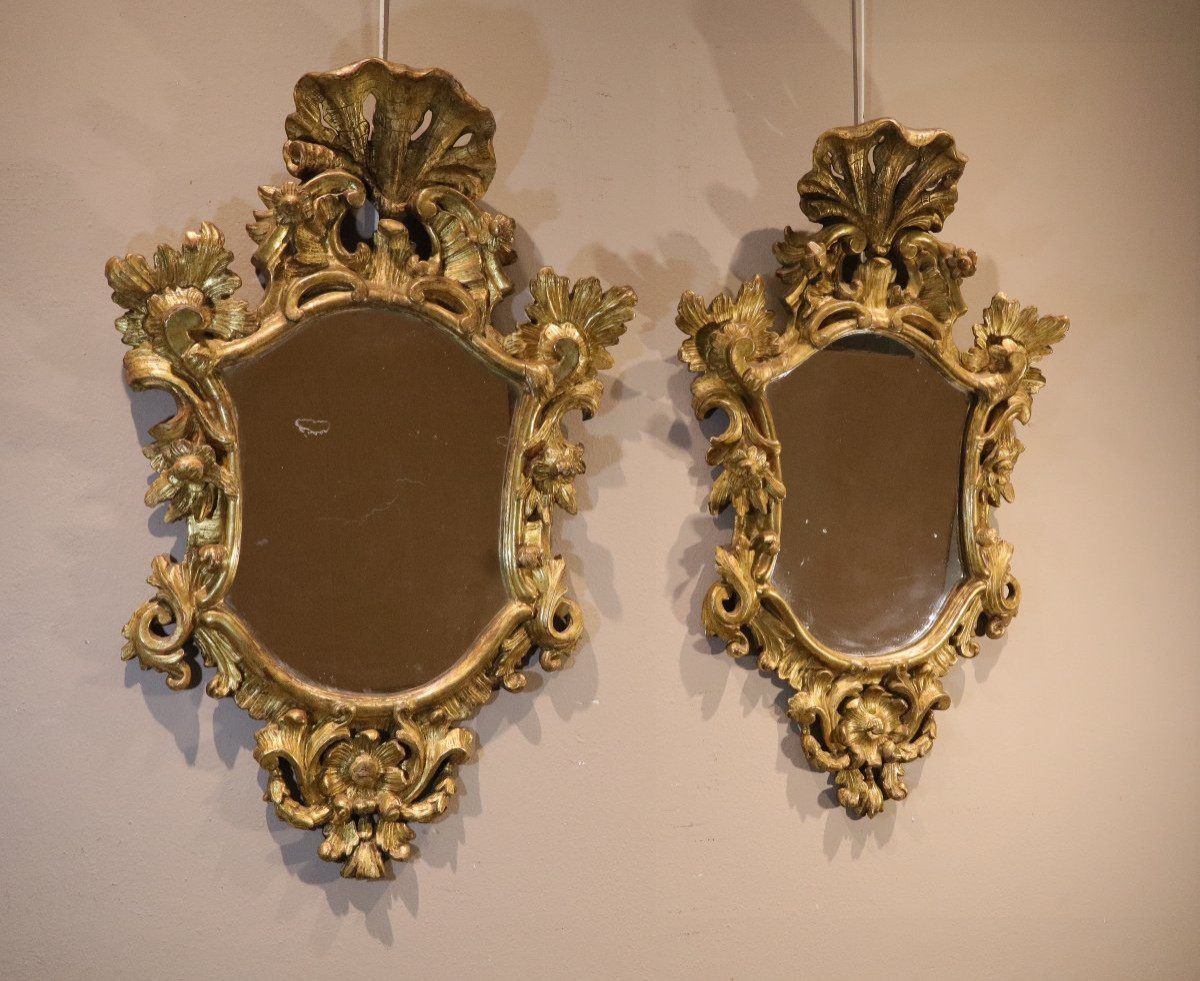 Paire de miroirs Louis XV (Italie, Venise  XVIIIe siècle)-photo-1