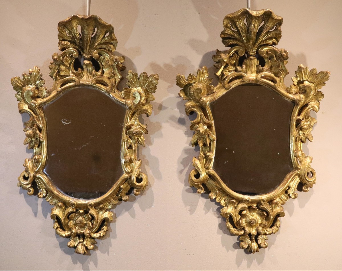 Paire de miroirs Louis XV (Italie, Venise  XVIIIe siècle)