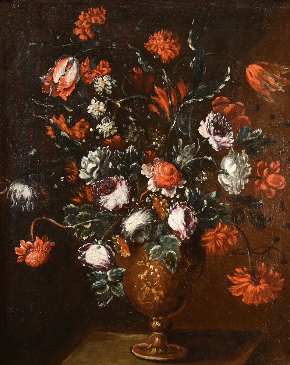 Francesca Volò Smiller (Milan, 1657 - 1700), Nature morte de fleurs-photo-3
