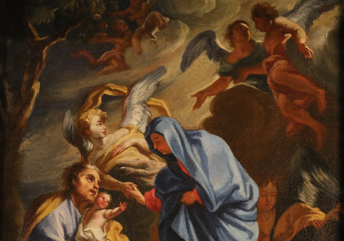 La Sainte Famille avec des anges (esquisse), Andrea Lanzani (Milan, 1641 - 1712)-photo-3