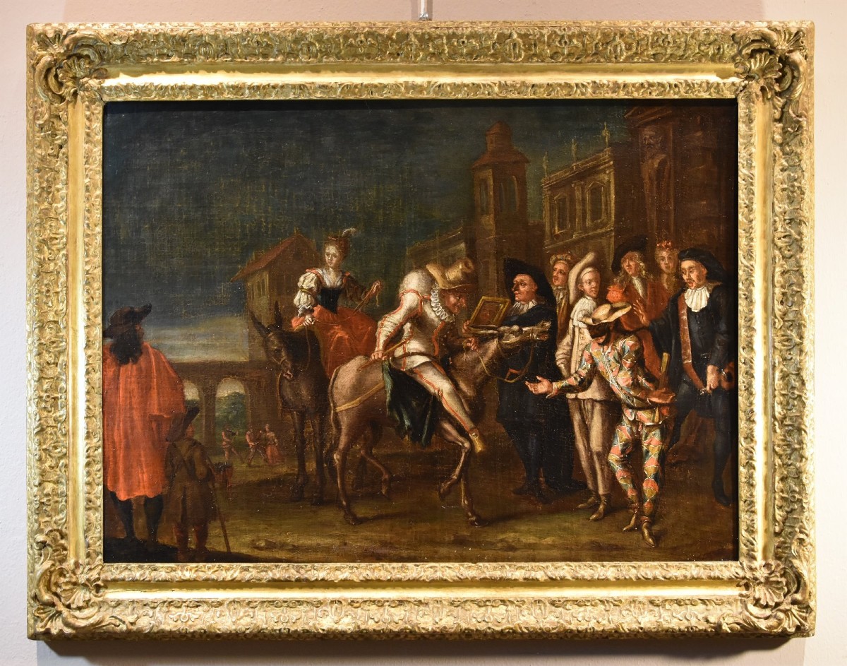 Carnaval à Venise avec Arlequin, Marco Marcola (Vérone, 1711 - 1780)