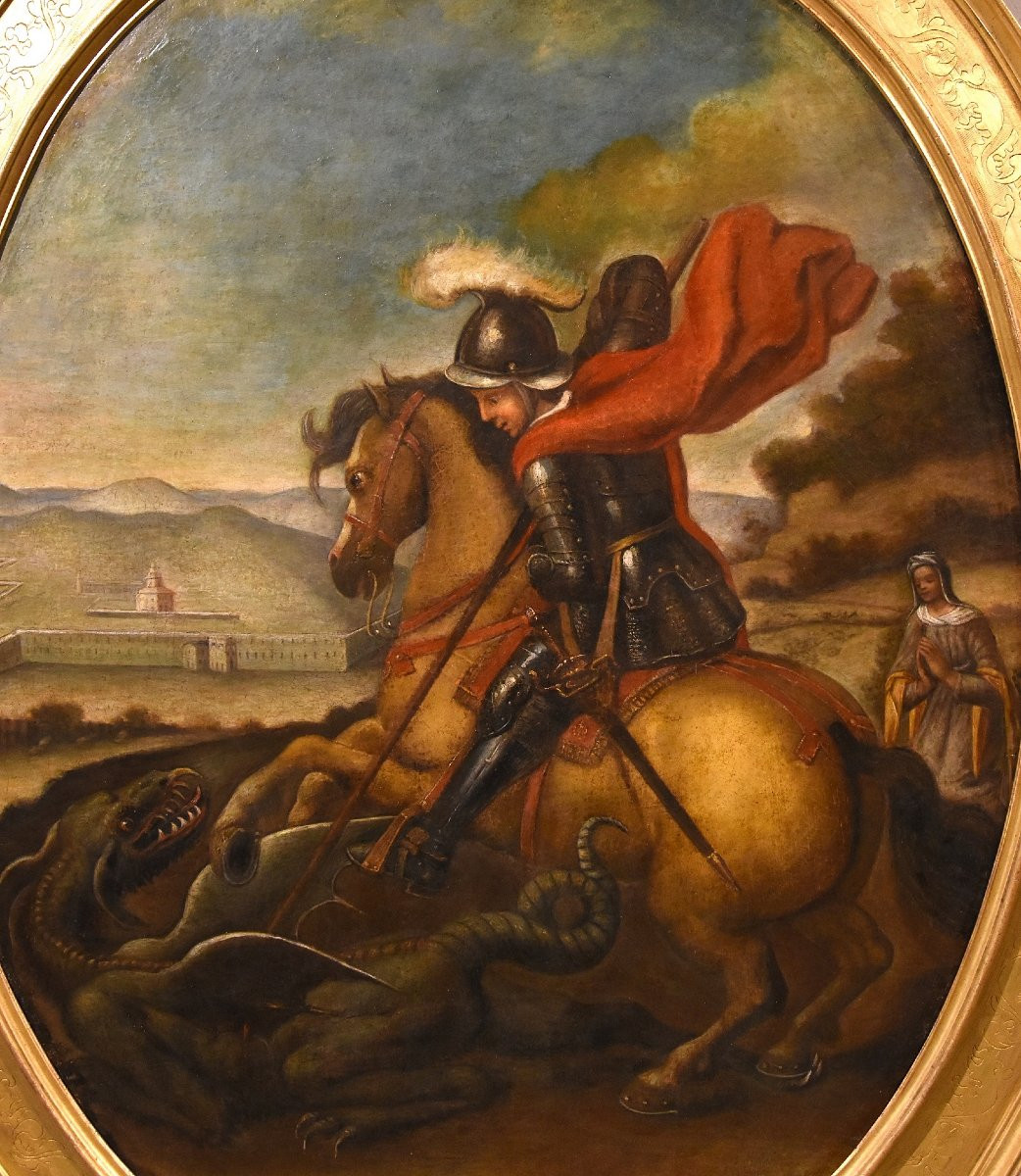Saint Georges Vainc Le Dragon, Raphaël Sanzio (urbino 1483 - Rome 1520) Suiveur De -photo-2